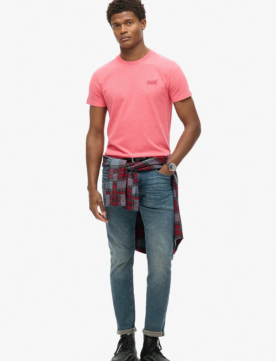 Superdry - ESSENTIAL LOGO EMB TEE - short-sleeved t-shirts - punch pink marl - 4