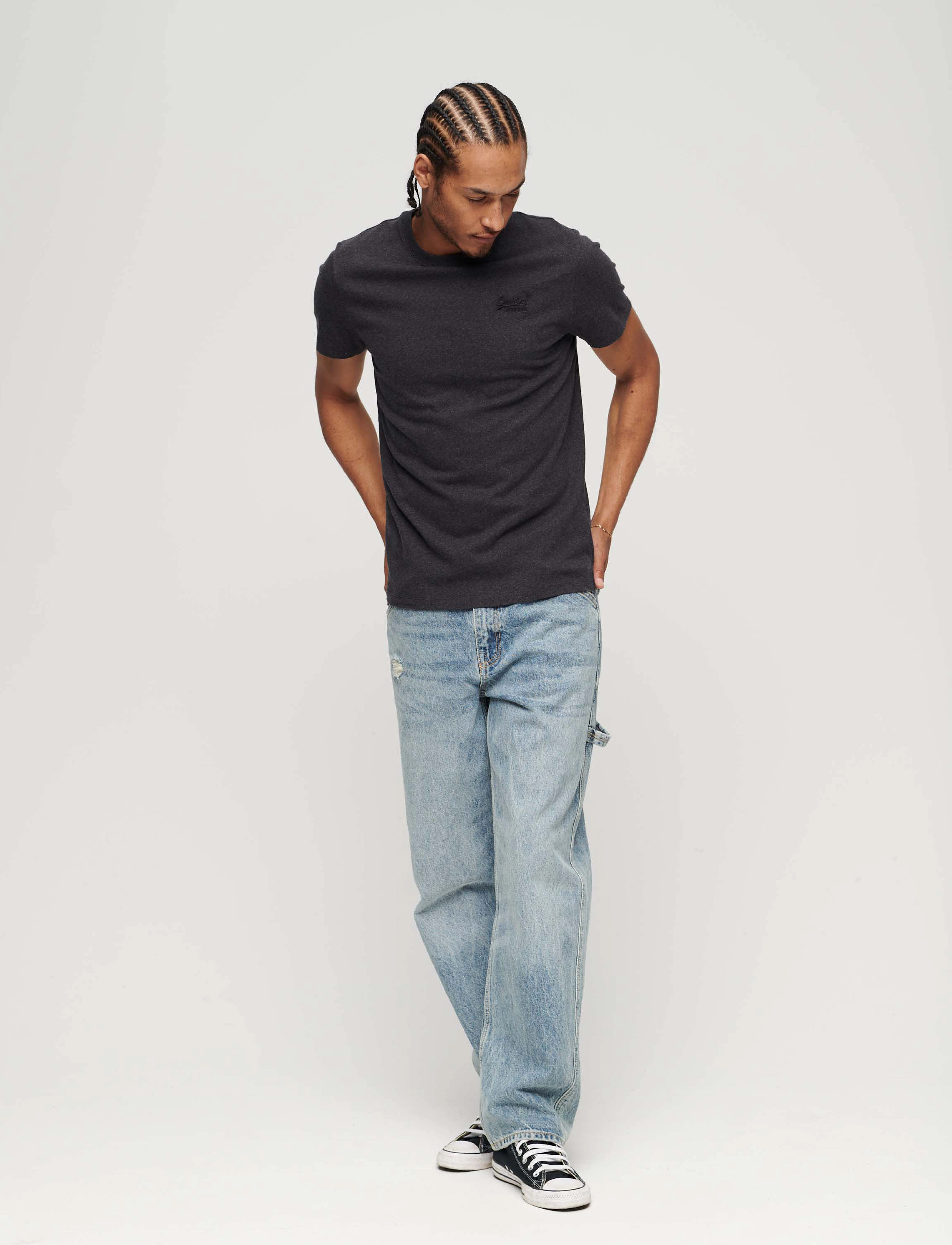 Superdry - VINTAGE LOGO EMB TEE - laveste priser - raven black marl - 3