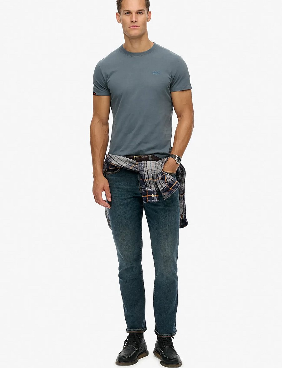 Superdry - VINTAGE LOGO EMB TEE - short-sleeved t-shirts - stormy weather blue - 4