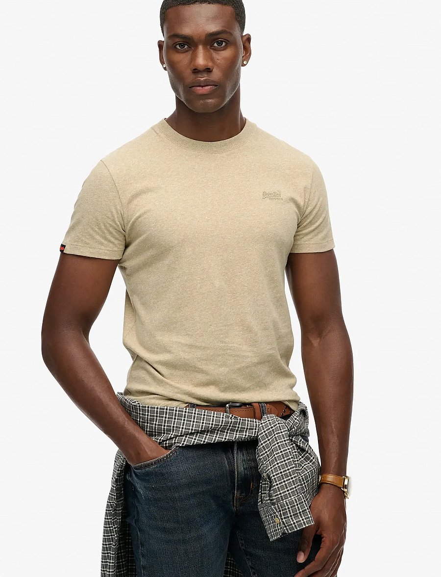 Superdry - VINTAGE LOGO EMB TEE - short-sleeved t-shirts - tan brown fleck marl - 0