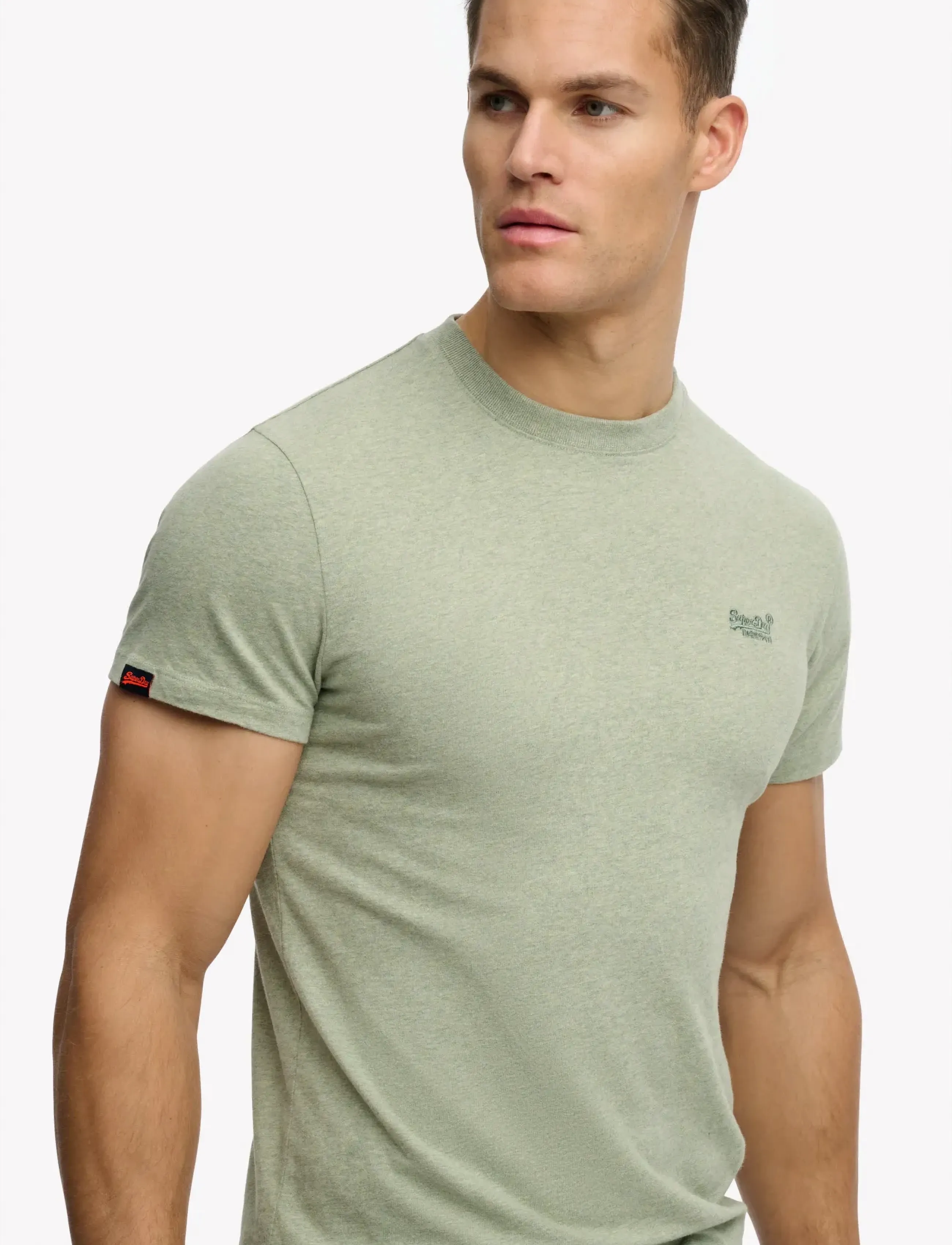 Superdry - VINTAGE LOGO EMB TEE - short-sleeved t-shirts - vintage sage green marl - 3