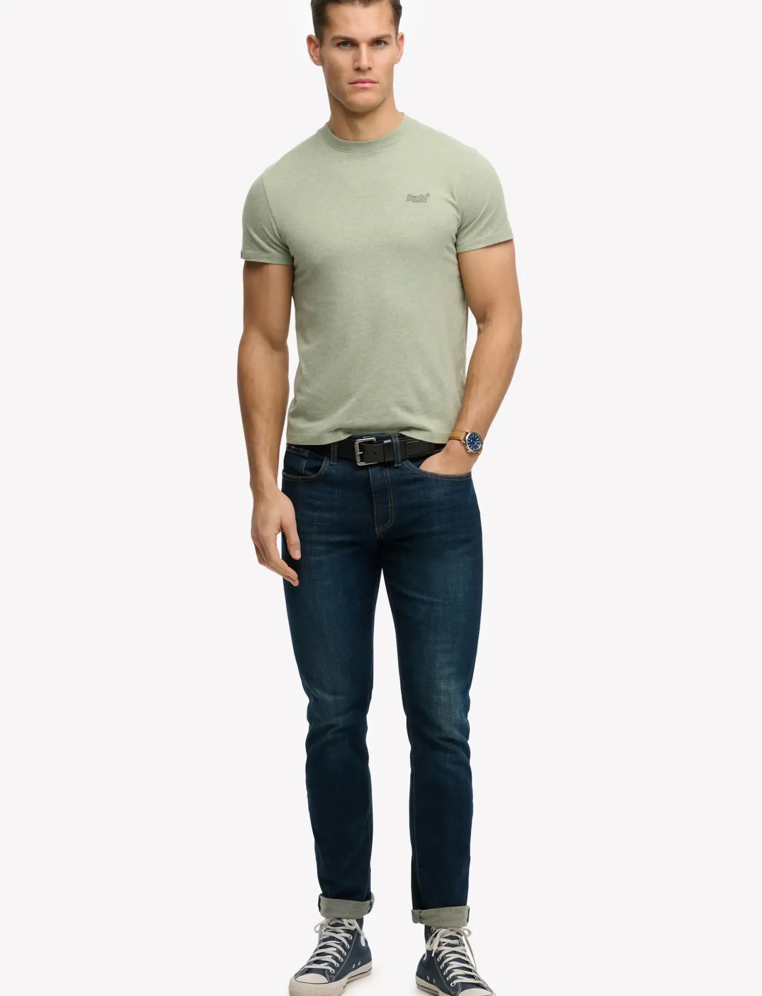 Superdry - VINTAGE LOGO EMB TEE - short-sleeved t-shirts - vintage sage green marl - 4