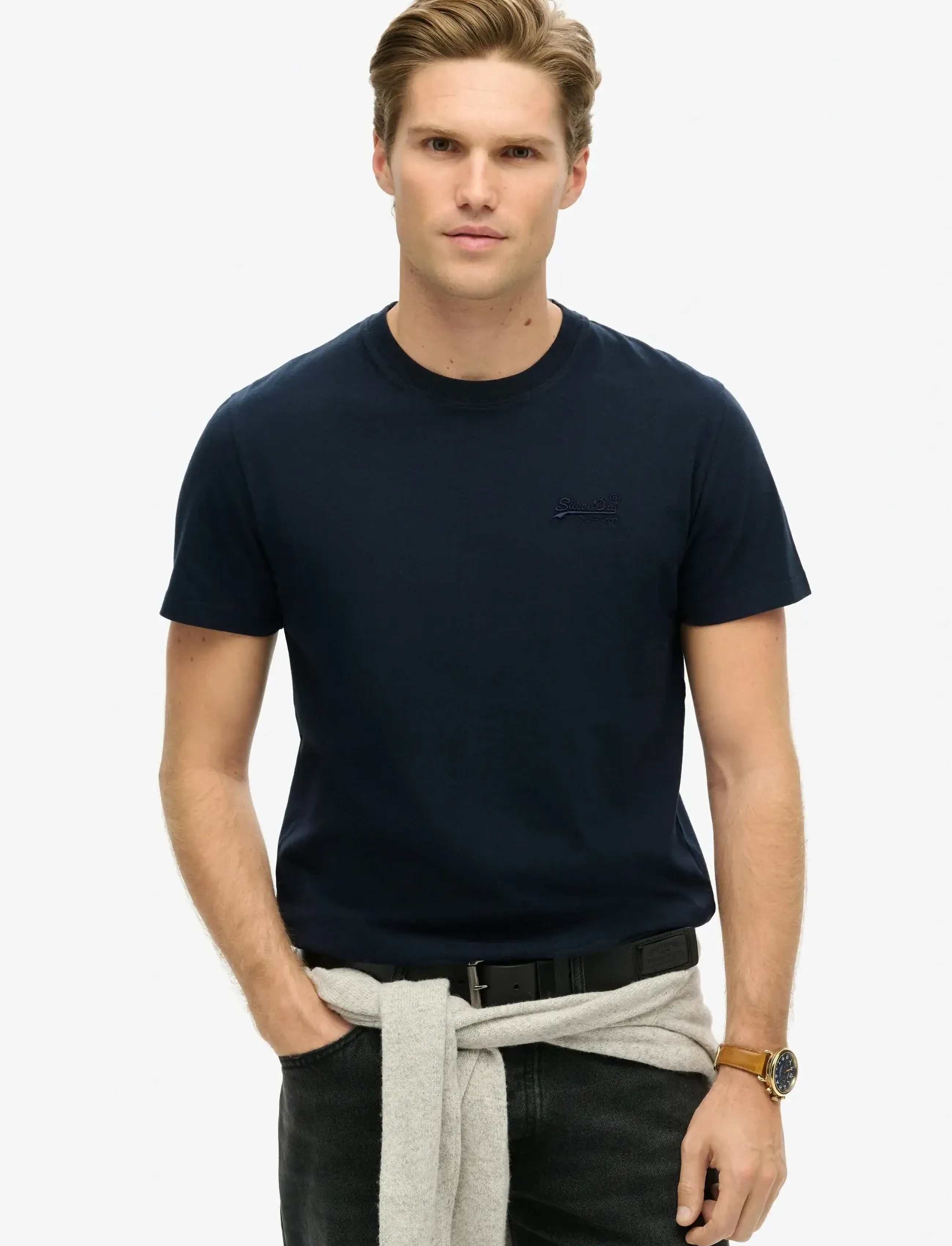 Superdry Essential Logo Emb Tee, XXL, T-shirts, Marineblau - Short-sleeved, Männerswear