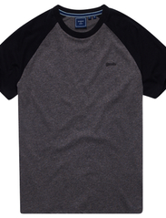 Superdry - VINTAGE BASEBALL TEE - marškinėliai trumpomis rankovėmis - rich charcoal marl/black - 0