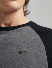 Superdry - VINTAGE BASEBALL TEE - marškinėliai trumpomis rankovėmis - rich charcoal marl/black - 4