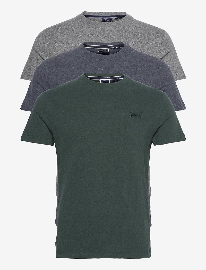 Superdry - ESSENTIAL TRIPLE PACK T-SHIRT - buckgreenmrl/nvymrl/noosgrymrl - 1
