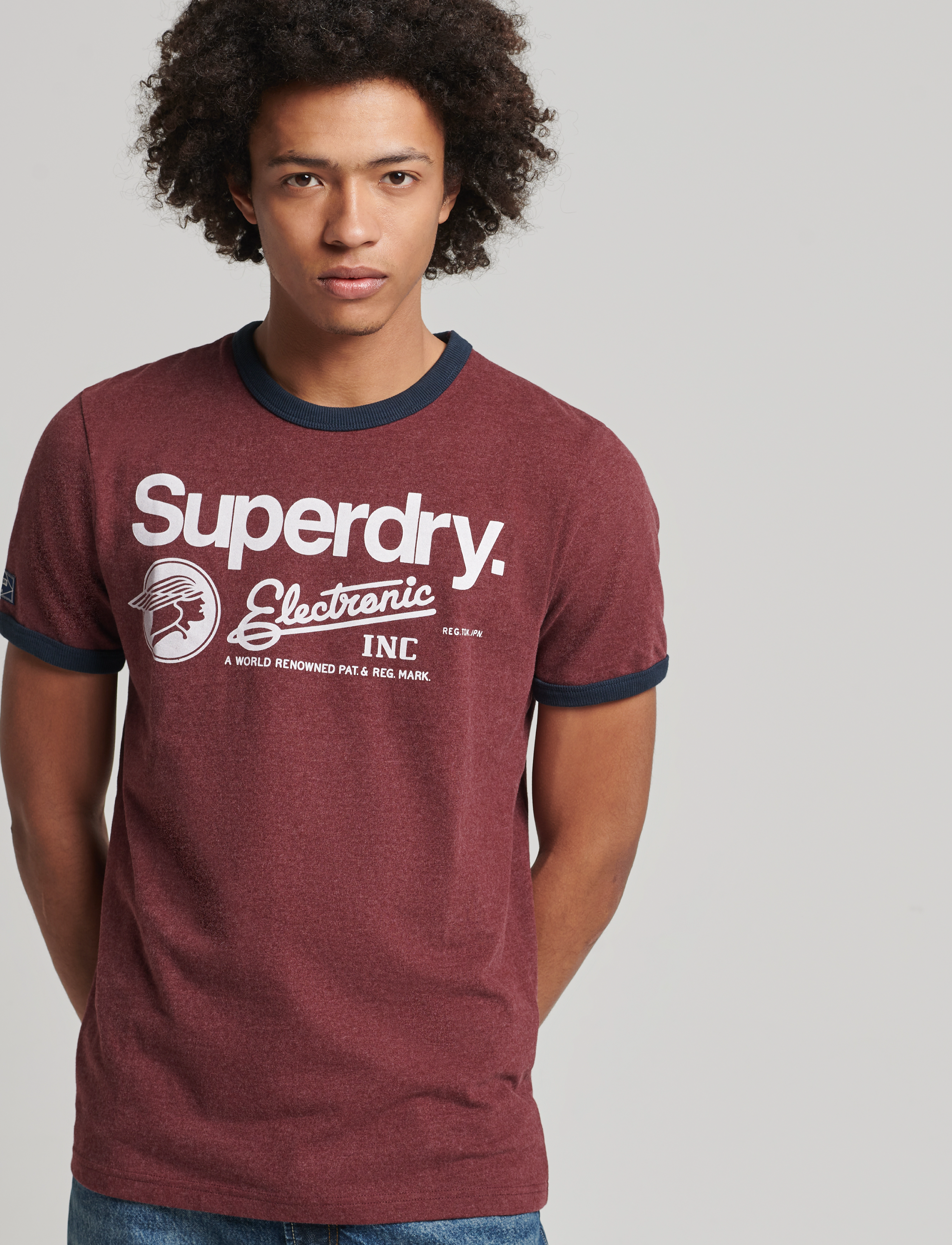 Superdry - VINTAGE CL RINGER TEE - track burgundy marl - 2