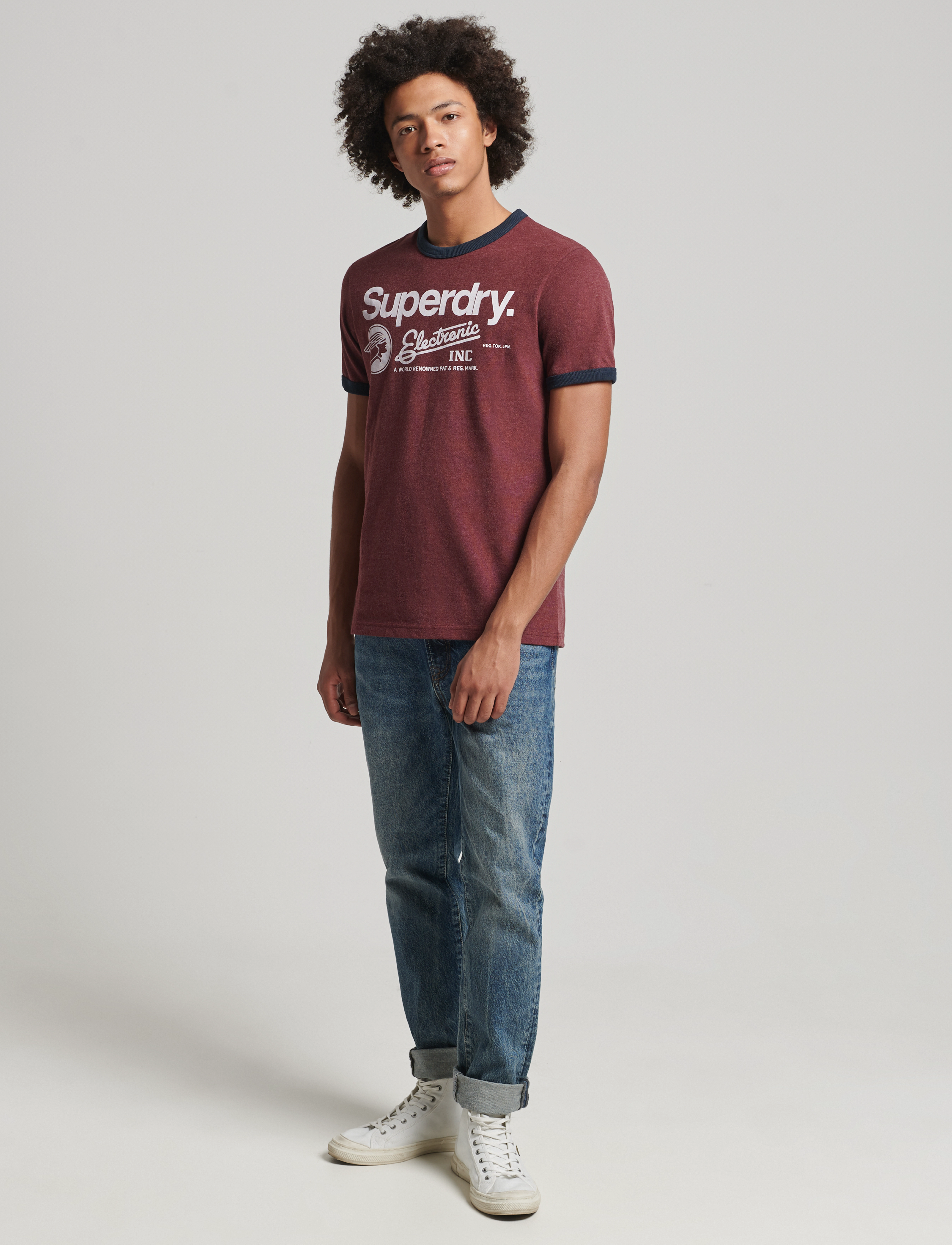 Superdry - VINTAGE CL RINGER TEE - track burgundy marl - 3
