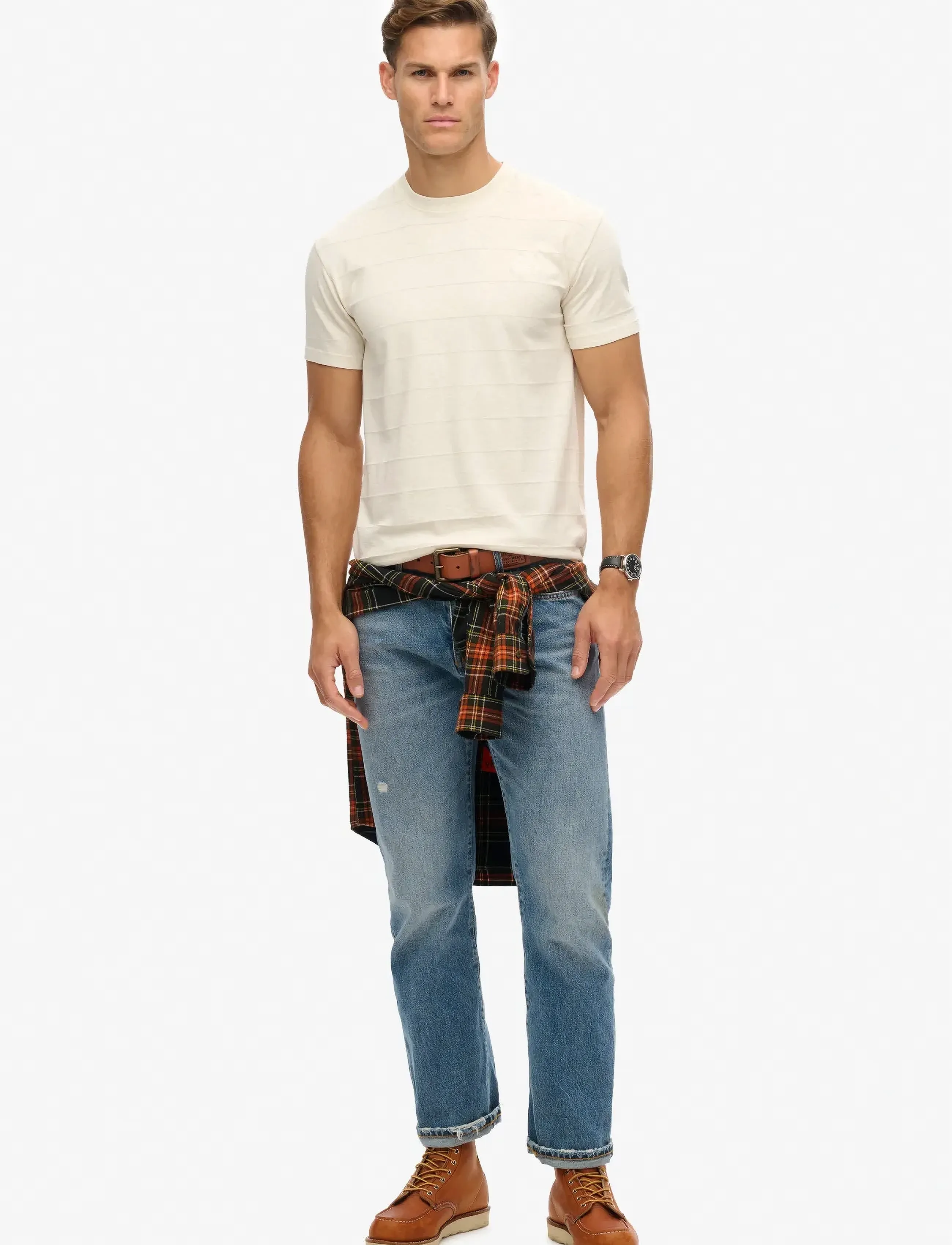 Superdry - VINTAGE TEXTURE TEE - white sand - 3