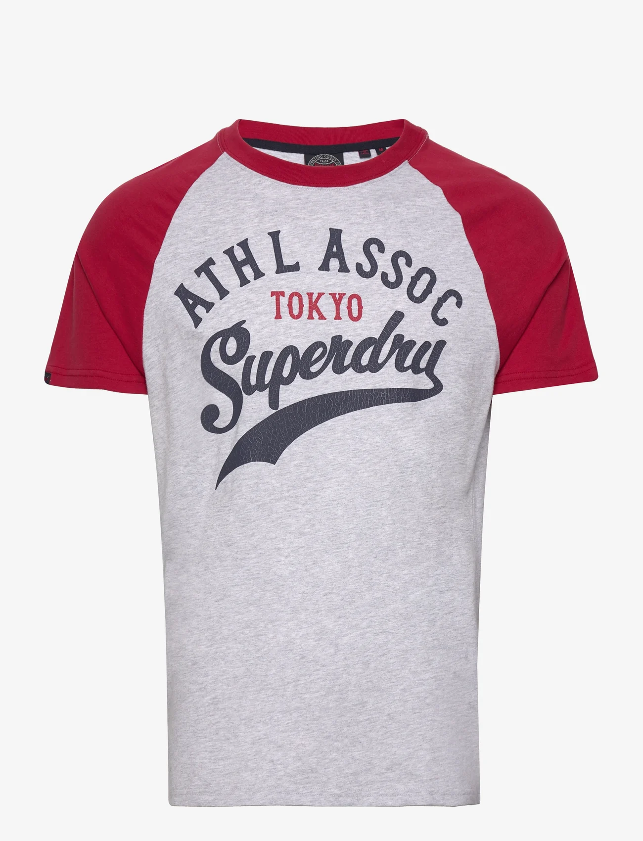 Superdry - VINTAGE HOME RUN RAGLAN TEE - mažiausios kainos - glacier grey marl/red - 0