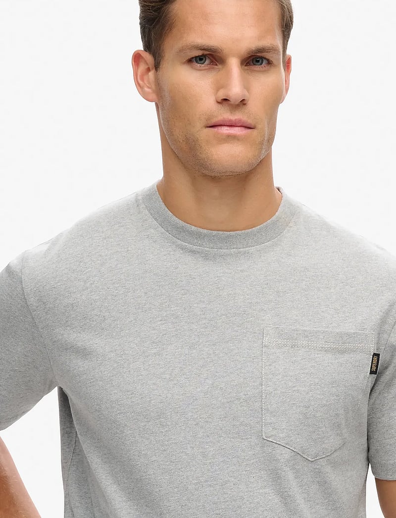 Superdry - CONTRAST STITCH POCKET TSHIRT - kurzärmelig - washed college grey marl - 2