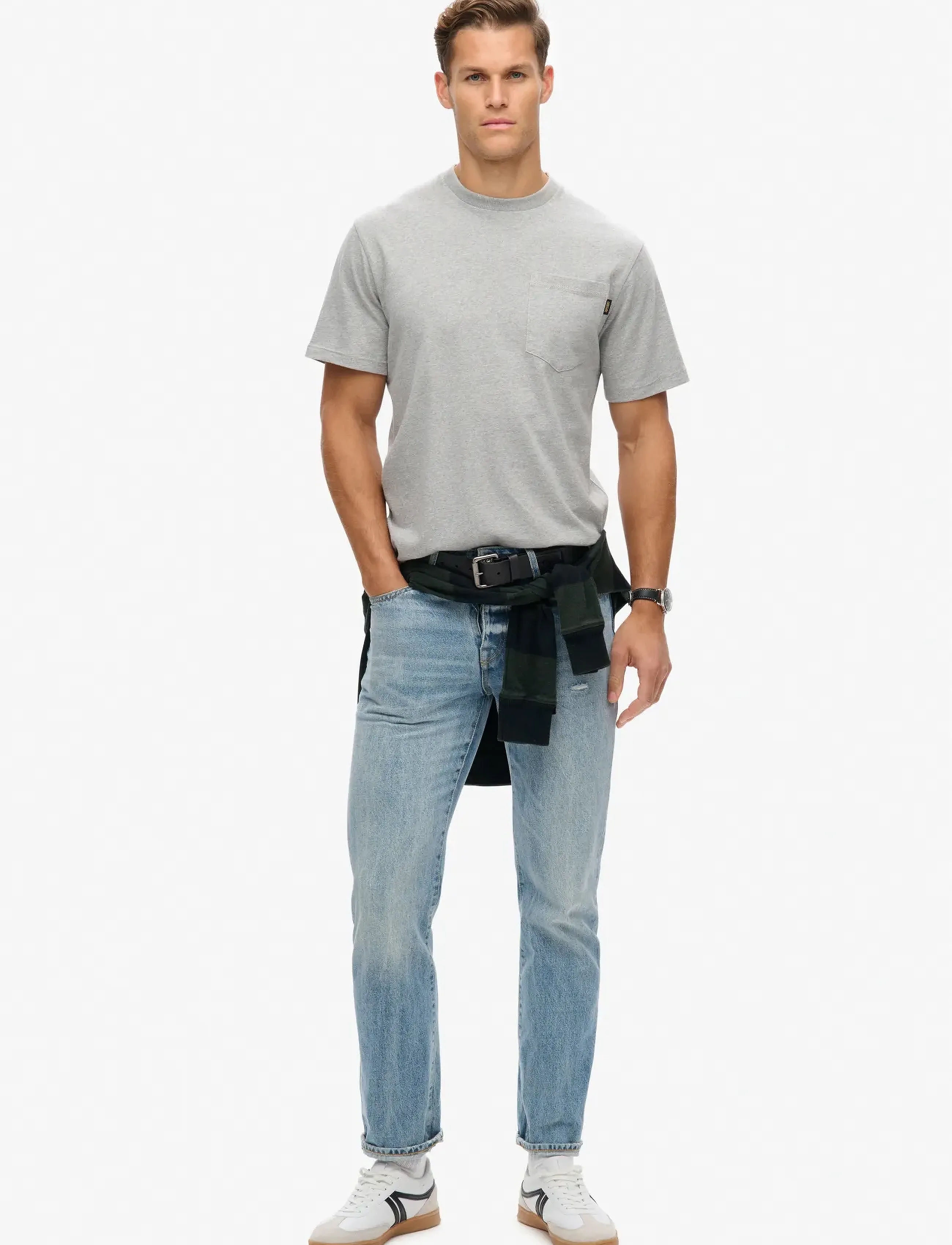 Superdry - CONTRAST STITCH POCKET TSHIRT - washed college grey marl - 3