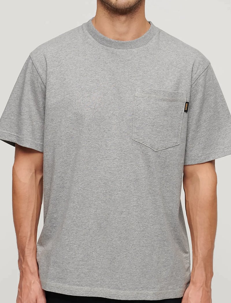Superdry - CONTRAST STITCH POCKET TSHIRT - kurzärmelig - washed college grey marl - 4