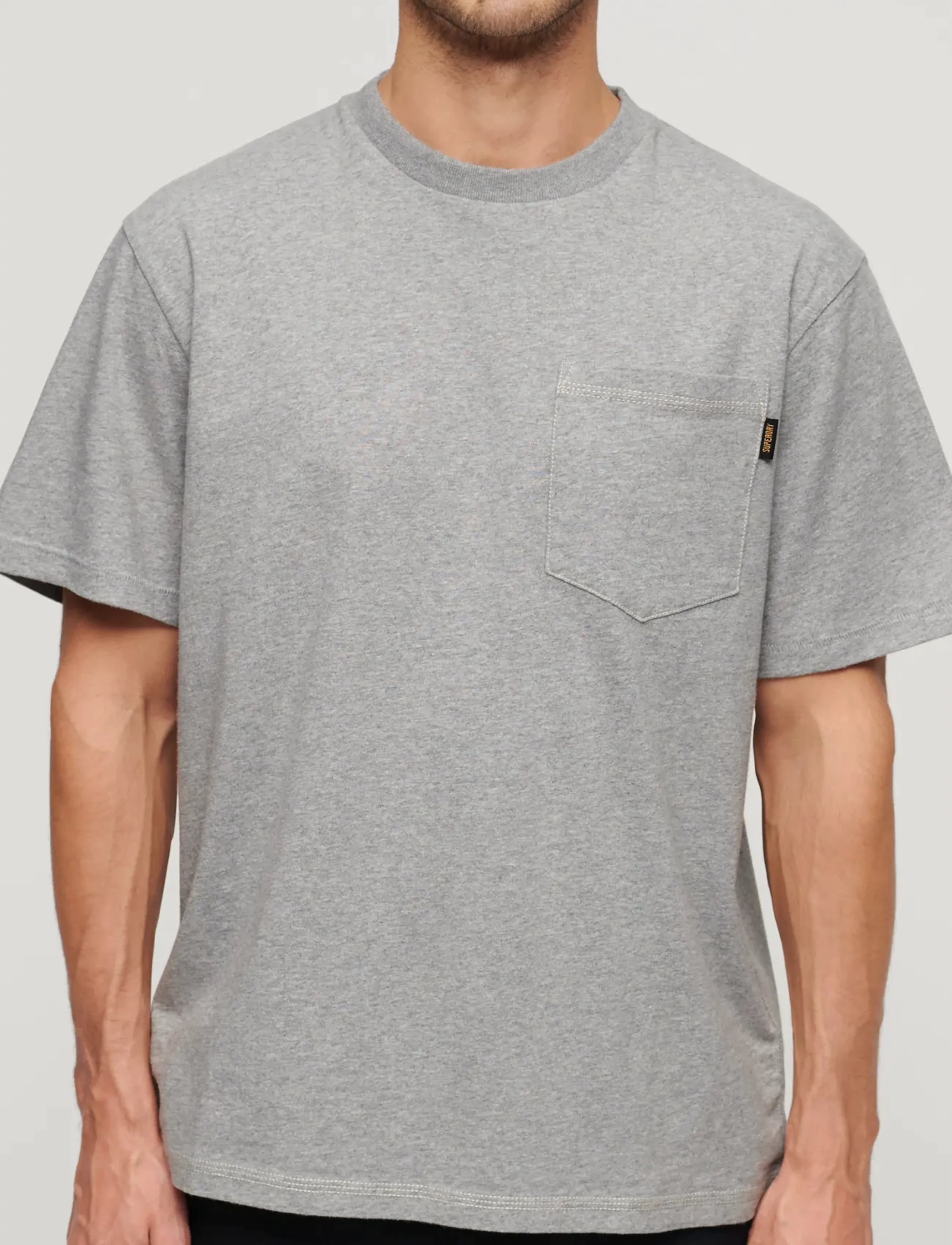 Superdry - CONTRAST STITCH POCKET TSHIRT - washed college grey marl - 4
