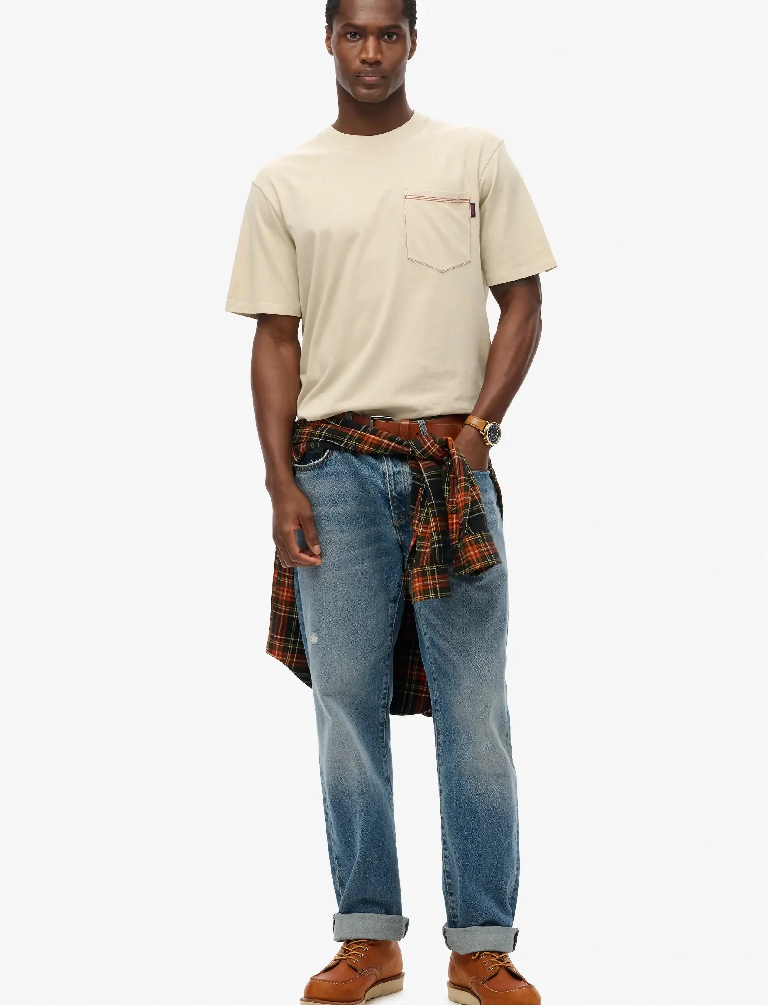 Superdry - CONTRAST STITCH POCKET TSHIRT - washed pelican beige - 4