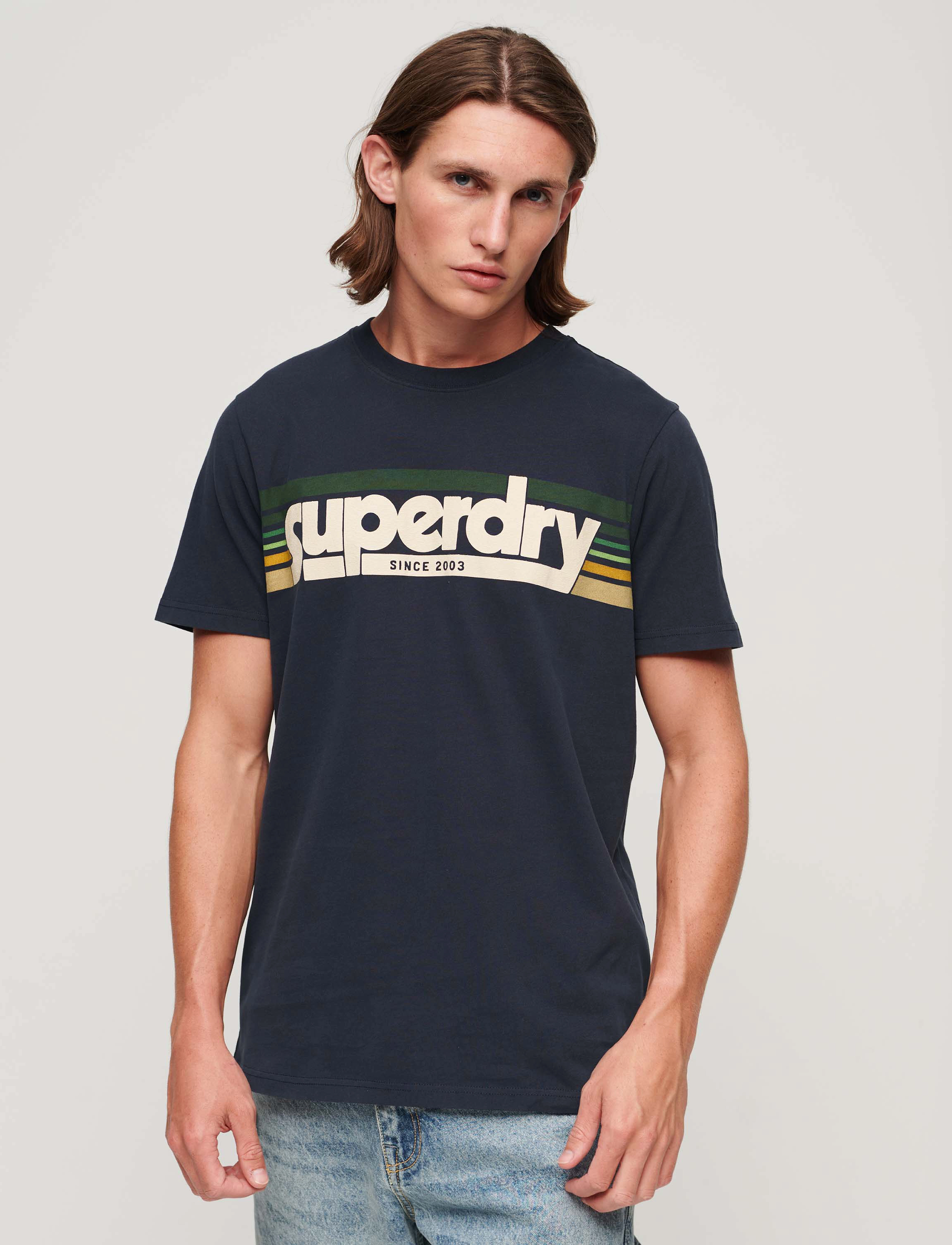 Superdry - TERRAIN STRIPED LOGO T SHIRT - eclipse navy - 2