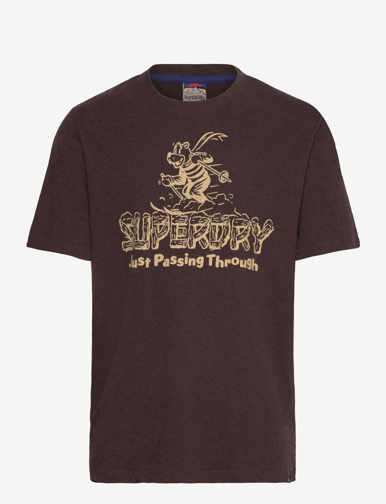 Superdry - TRAVEL POSTCARD GRAPHIC TEE - rich brown marl - 0