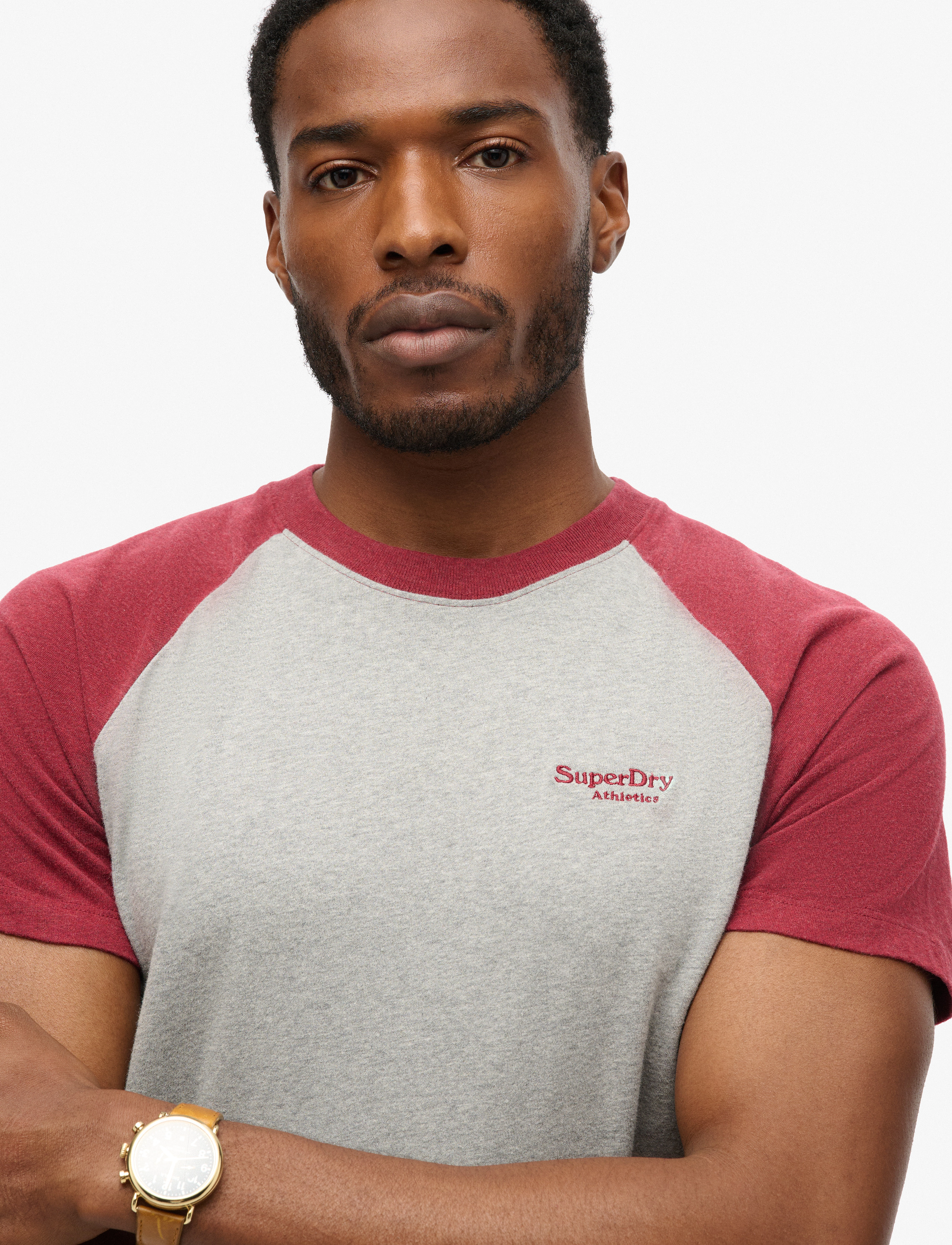 Superdry - ESSENTIAL LOGO BASEBALL TSHIRT - grey marl/vintage red marl - 4