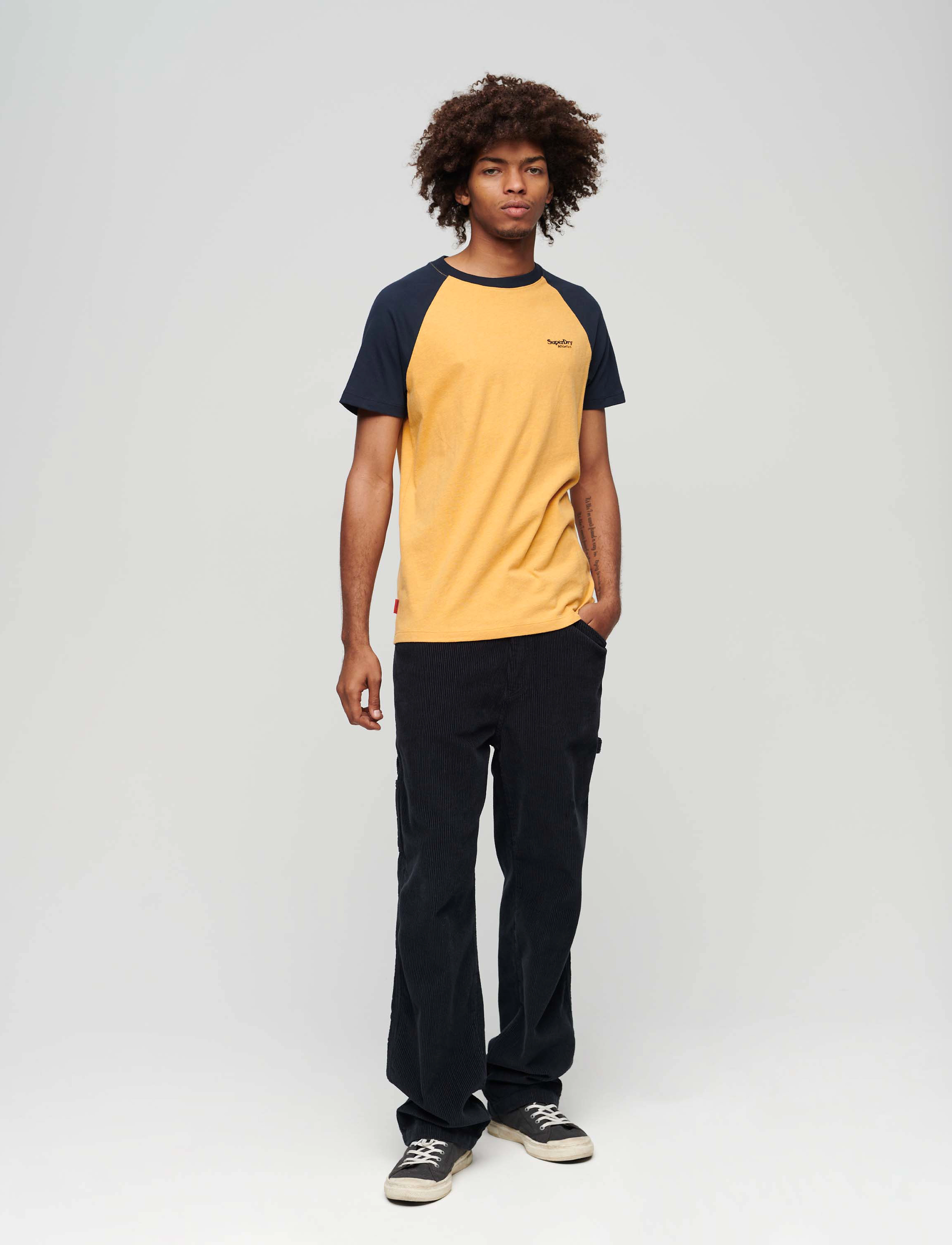 Superdry - ESSENTIAL LOGO BASEBALL TSHIRT - ochre yellow marl/eclipse navy - 3