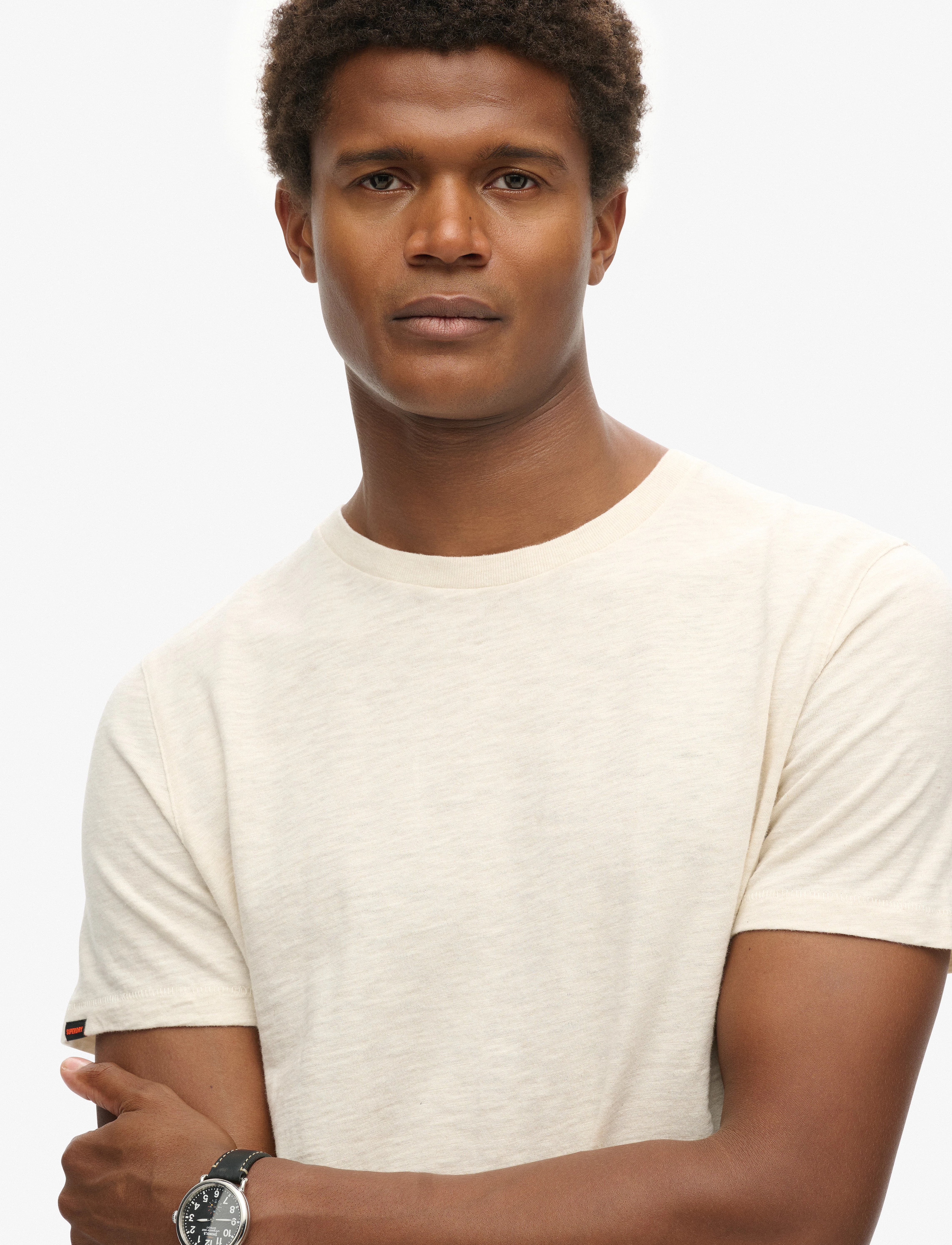 Superdry - CREW NECK SLUB SS T-SHIRT - oat cream marl - 4