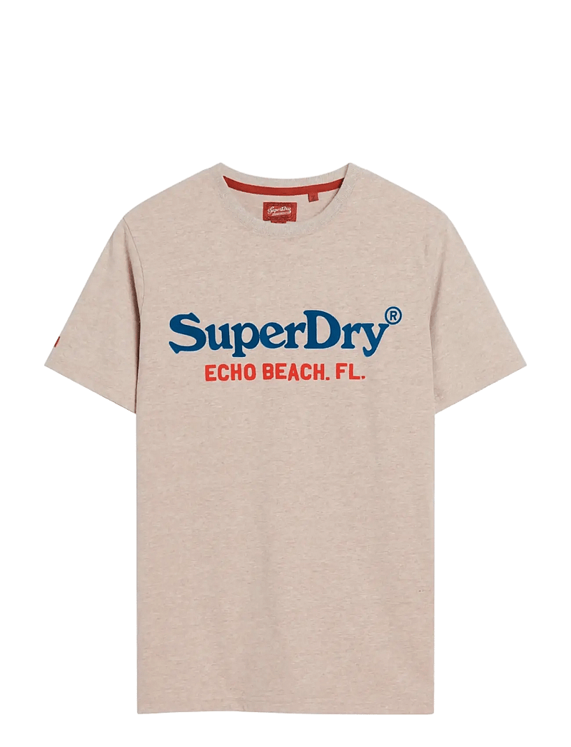Superdry - VENUE DUO LOGO T SHIRT - kurzärmelig - lavin beige marl - 1