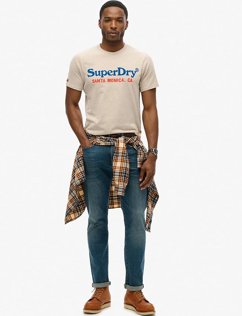 Superdry - VENUE DUO LOGO T SHIRT - kurzärmelig - lavin beige marl - 2