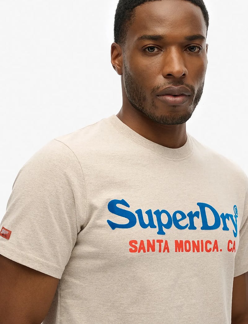 Superdry - VENUE DUO LOGO T SHIRT - kurzärmelig - lavin beige marl - 3