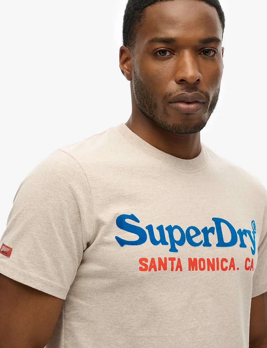 Superdry - VENUE DUO LOGO T SHIRT - lühikeste varrukatega t-särgid - lavin beige marl - 3