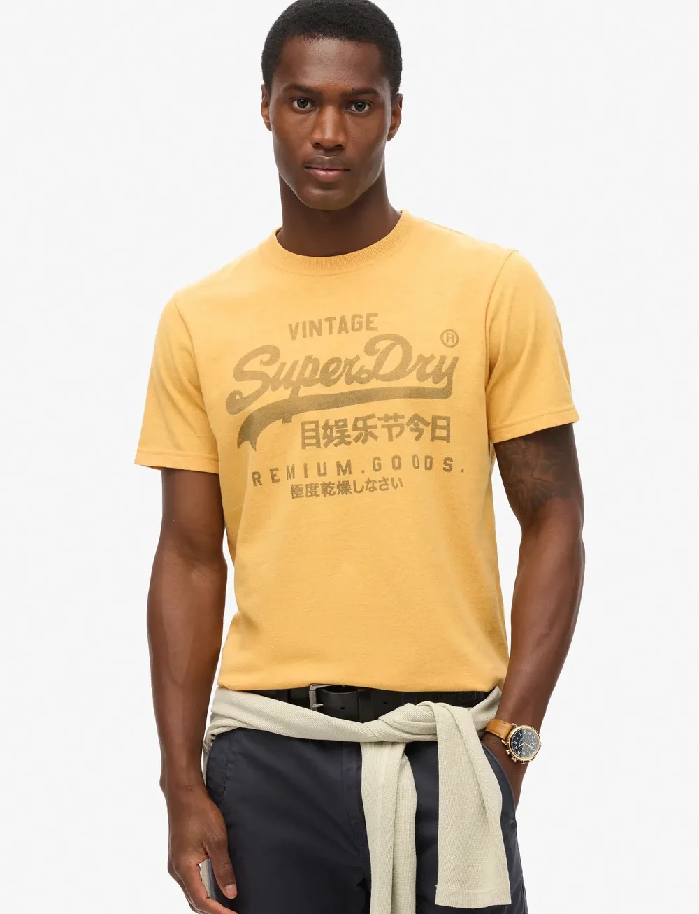 Superdry - CLASSIC VL HERITAGE T SHIRT - lühikeste varrukatega t-särgid - amber yellow marl - 0