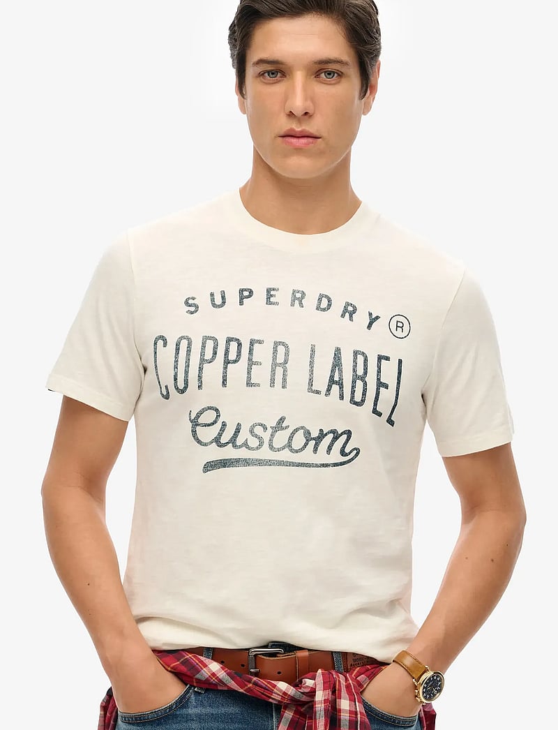 Superdry - COPPER LABEL WORKWEAR TEE - kurzärmelig - cream slub - 0