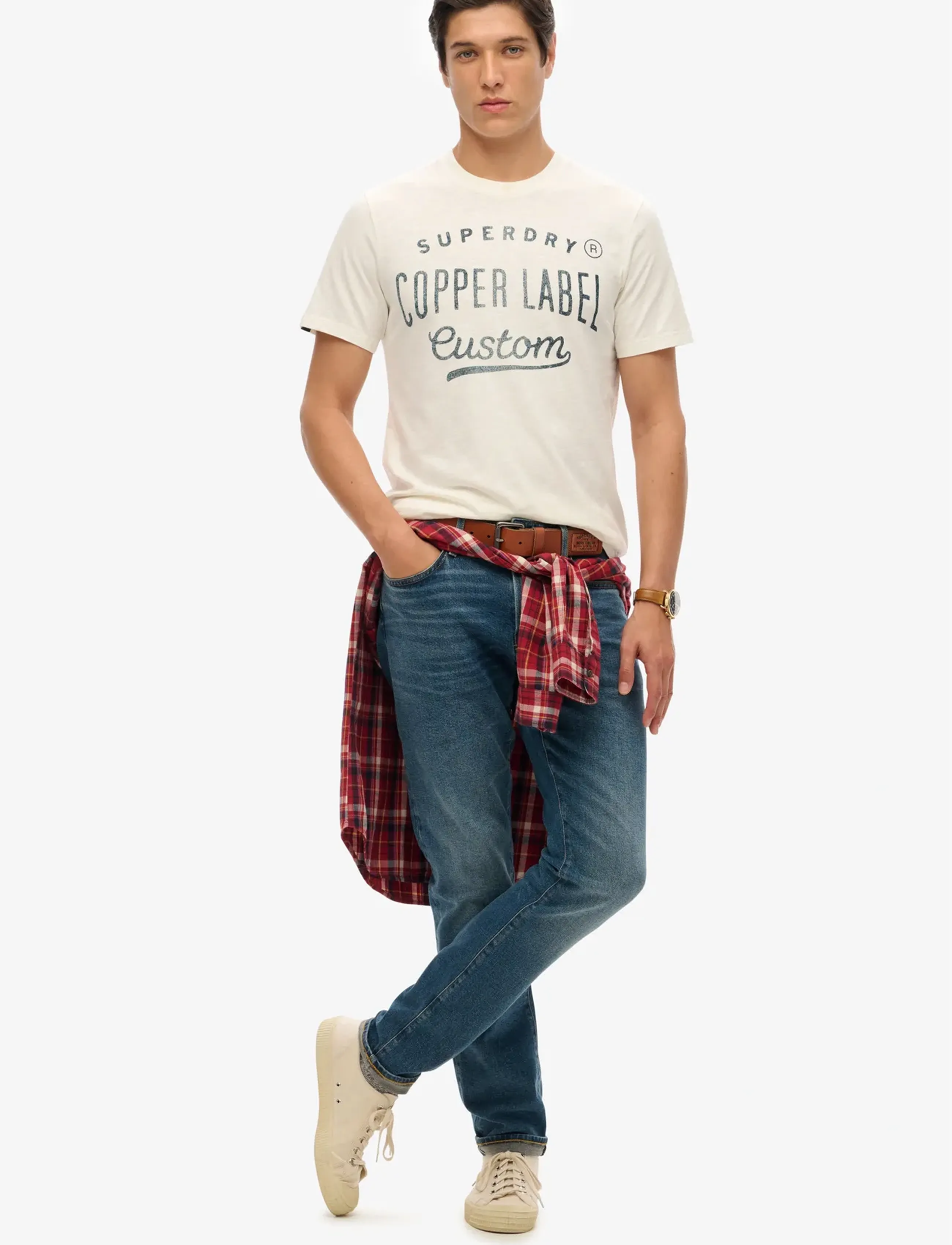 Superdry - COPPER LABEL WORKWEAR TEE - die niedrigsten preise - cream slub - 3