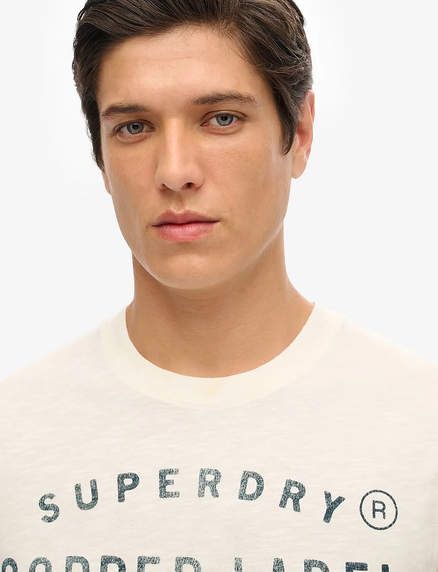 Superdry - COPPER LABEL WORKWEAR TEE - kurzärmelig - cream slub - 4