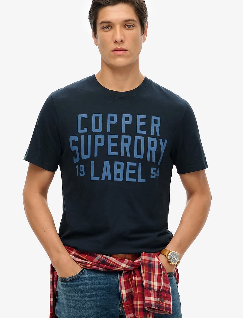 Superdry - COPPER LABEL WORKWEAR TEE - kurzärmelig - eclipse navy slub - 0