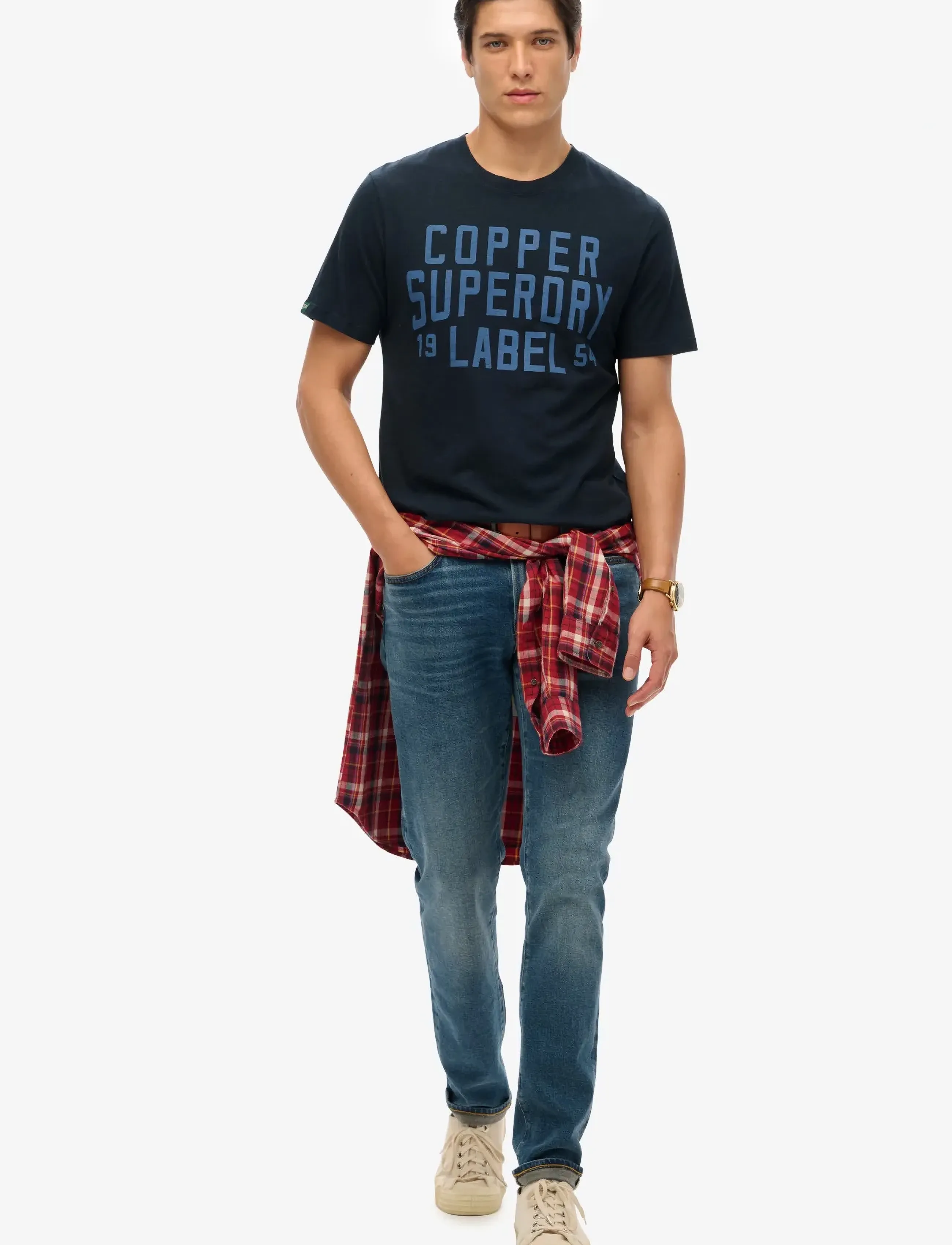 Superdry - COPPER LABEL WORKWEAR TEE - laveste priser - eclipse navy slub - 3