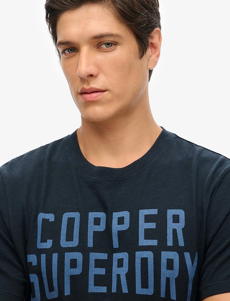 Superdry - COPPER LABEL WORKWEAR TEE - kurzärmelig - eclipse navy slub - 4