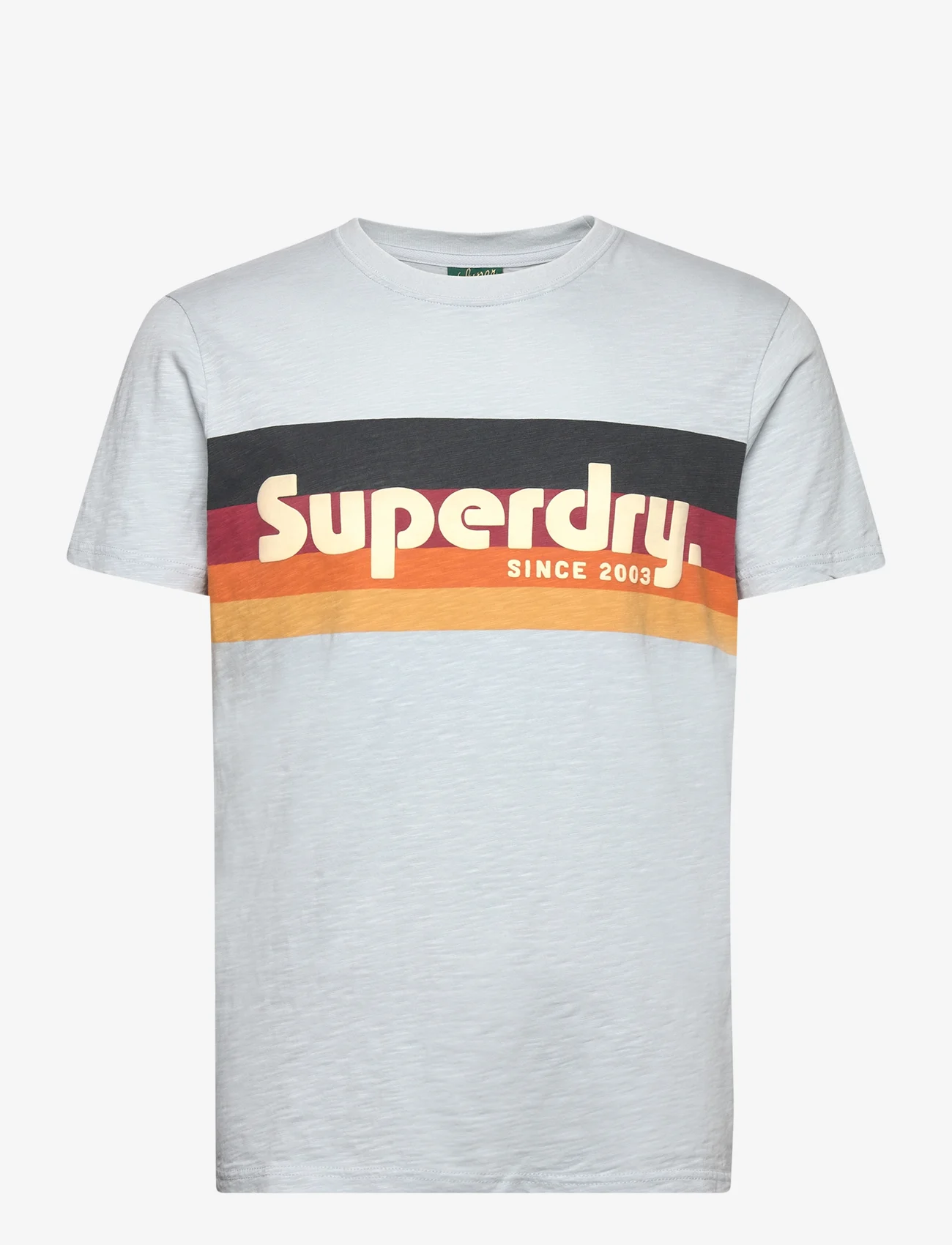 Superdry - CALI STRIPED LOGO T SHIRT - kortärmade t-shirts - sea salt blue slub - 0