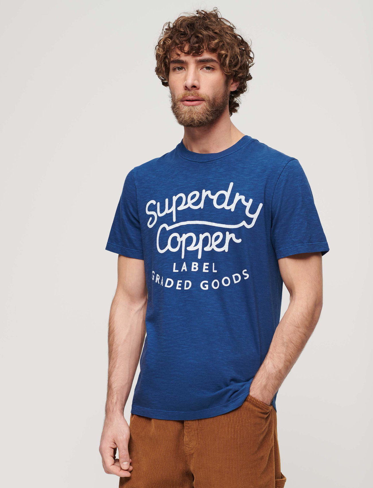 Superdry - COPPER LABEL SCRIPT TEE - t-shirts à manches courtes - pilot mid blue slub - 0