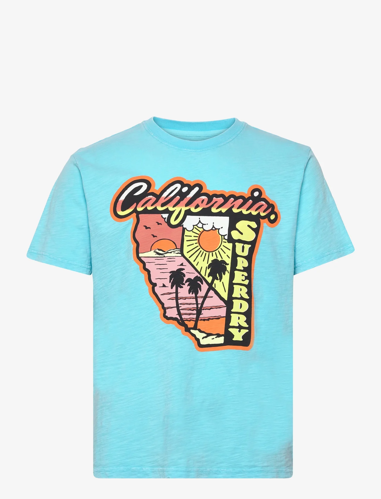 Superdry - NEON TRAVEL GRAPHIC LOOSE TEE - lowest prices - kingfisher blue slub - 0