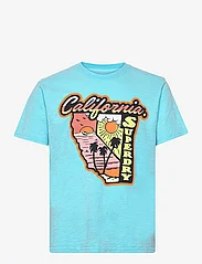 Superdry - NEON TRAVEL GRAPHIC LOOSE TEE - kortärmade t-shirts - kingfisher blue slub - 0