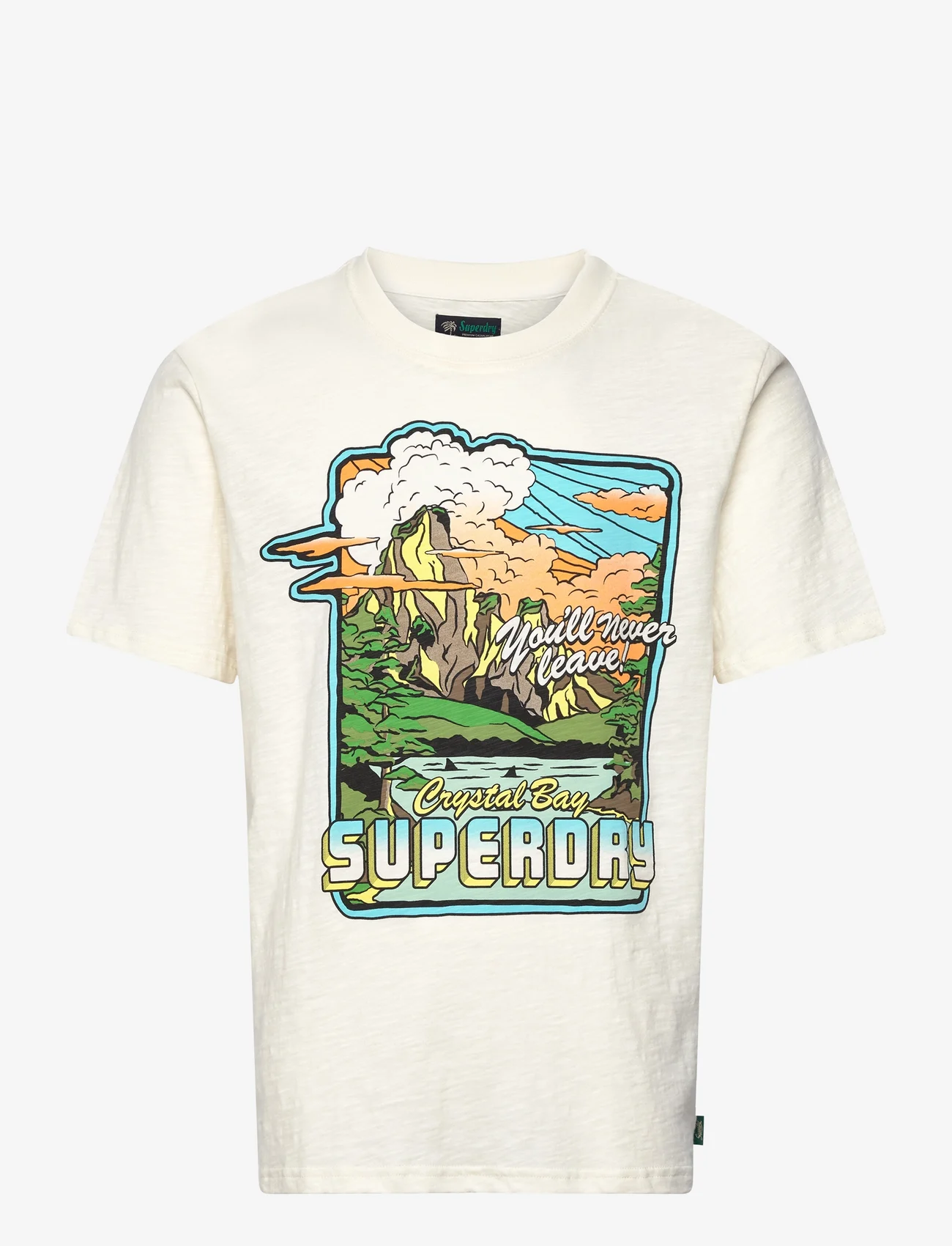 Superdry - NEON TRAVEL GRAPHIC LOOSE TEE - kortärmade t-shirts - off white slub - 0