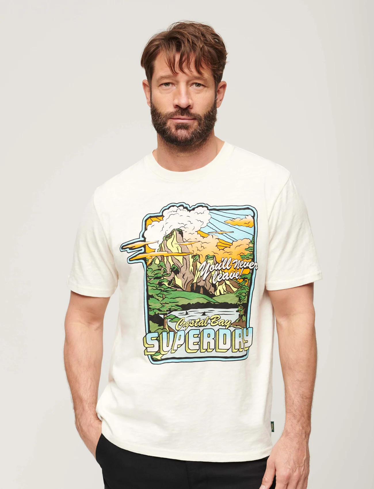 Superdry - NEON TRAVEL GRAPHIC LOOSE TEE - t-shirts à manches courtes - off white slub - 0