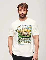 Superdry - NEON TRAVEL GRAPHIC LOOSE TEE - kortärmade t-shirts - off white slub - 2