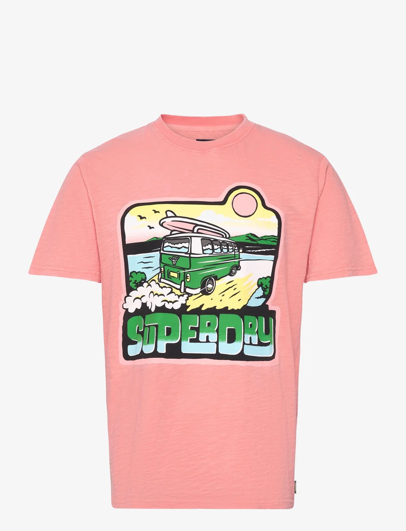 Superdry - NEON TRAVEL GRAPHIC LOOSE TEE - kortärmade t-shirts - peach amber pink slub - 0