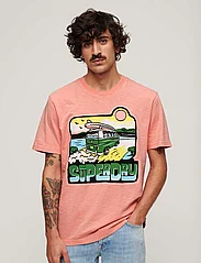 Superdry - NEON TRAVEL GRAPHIC LOOSE TEE - kortärmade t-shirts - peach amber pink slub - 2