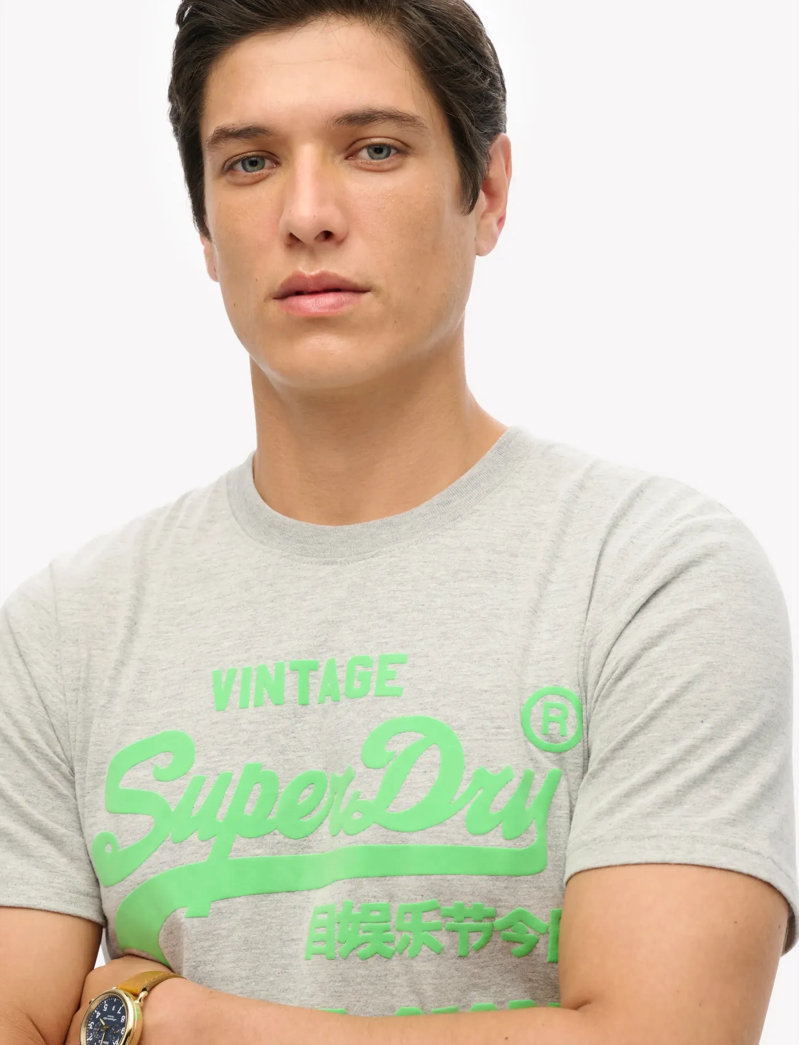 Superdry - NEON VL T SHIRT - kortärmade t-shirts - athletic grey marl - 3