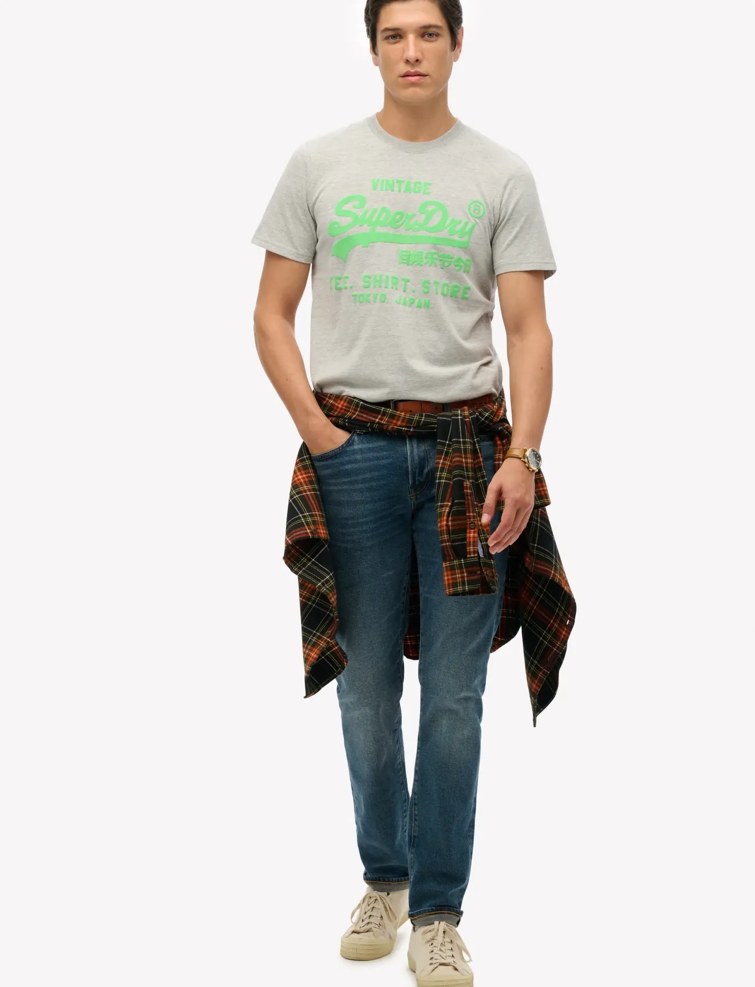 Superdry - NEON VL T SHIRT - kortärmade t-shirts - athletic grey marl - 4