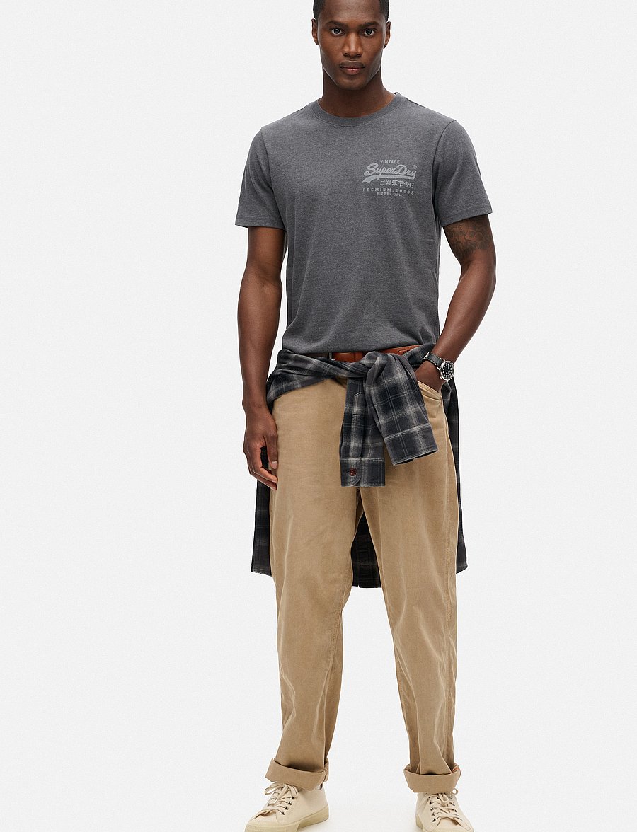 Superdry - CLASSIC VL HERITAGE CHEST TEE - marškinėliai trumpomis rankovėmis - granite grey marl - 2
