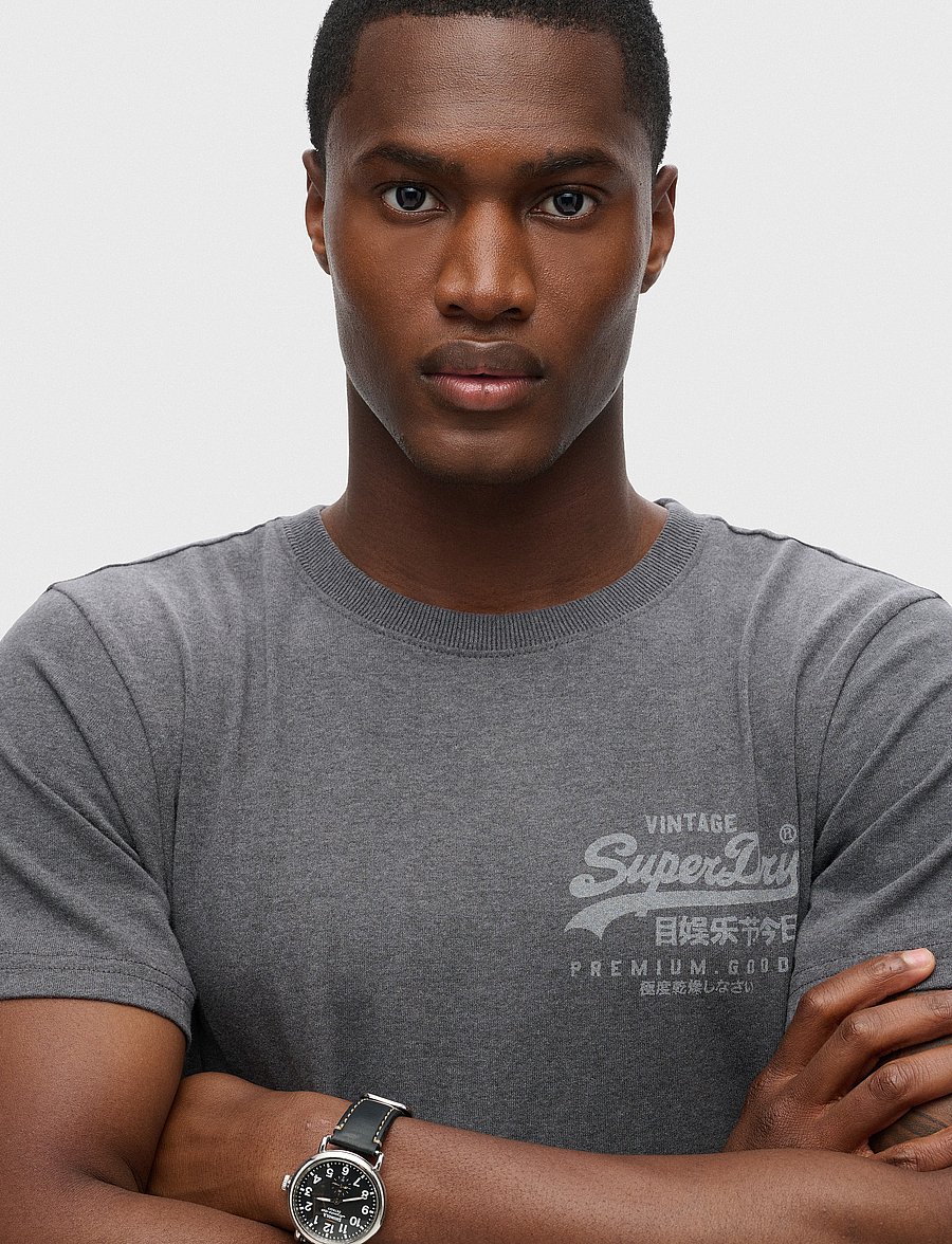 Superdry - CLASSIC VL HERITAGE CHEST TEE - marškinėliai trumpomis rankovėmis - granite grey marl - 3