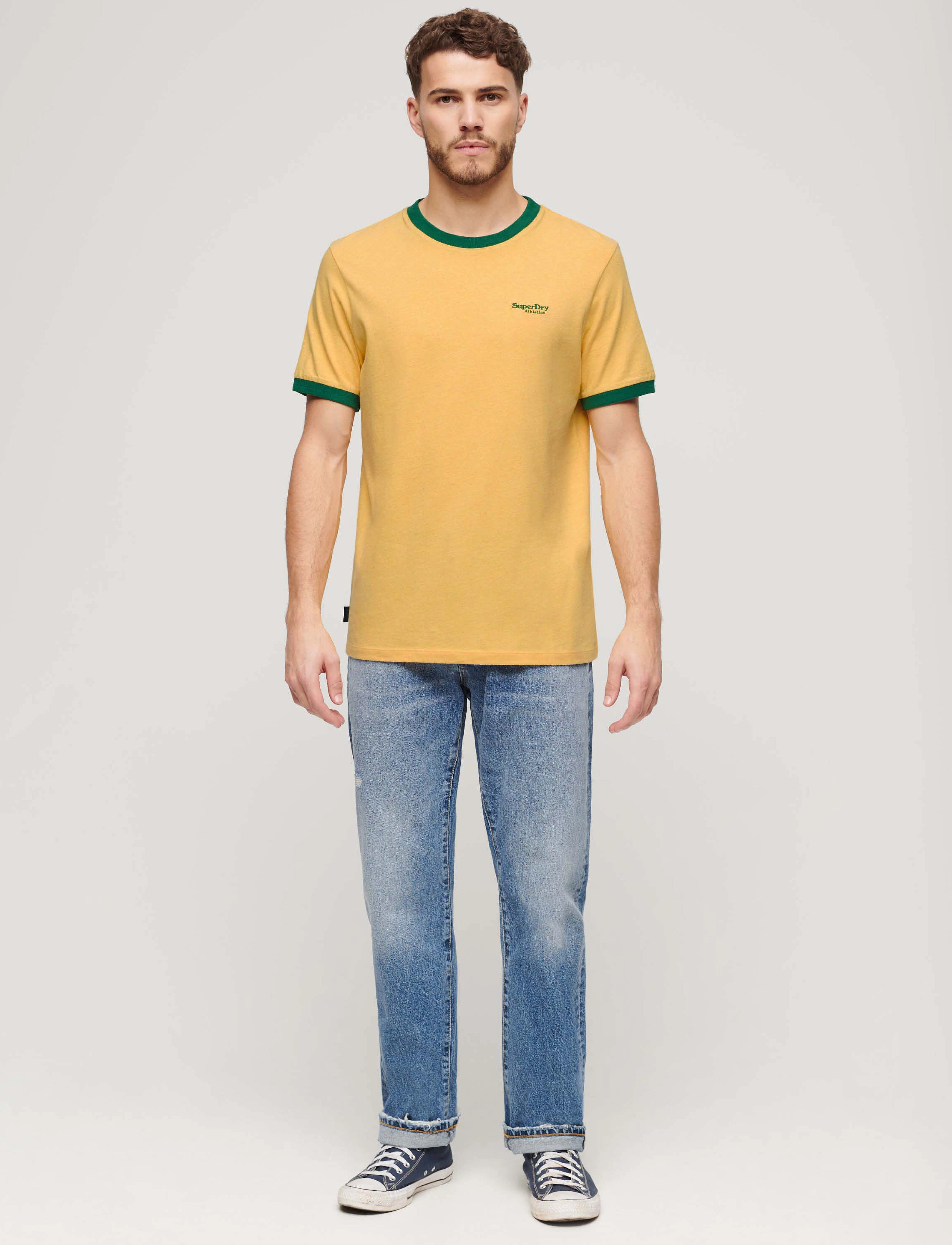 Superdry - ESSENTIAL LOGO RINGER TEE - canary yellow marl/drop kick green - 4