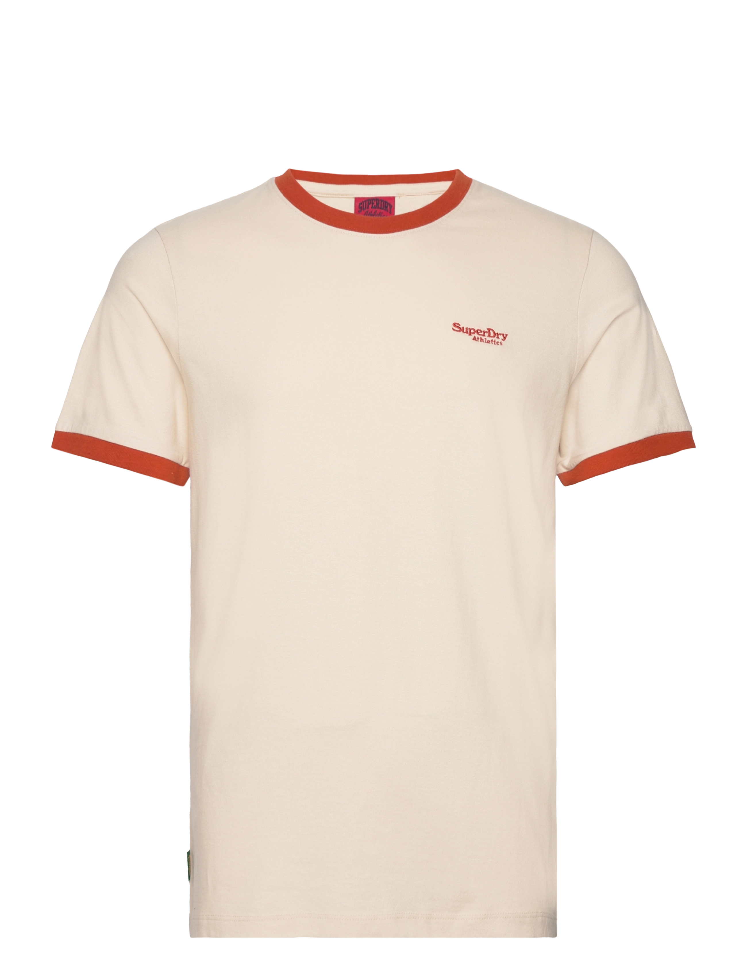 ESSENTIAL LOGO RINGER TEE - OATMEAL/DENIM CO RUST